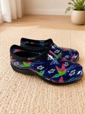 Sloggers Hummingbird Blue Print Waterproof Garden Rain Shoes Women’s Size 6 USA